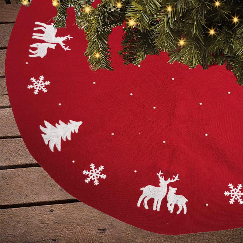 Maliben | Christmas Tree Skirt Floor Mat Decoration Home Decoration Knitted Floor Mat Decoration Pearl Embellishment