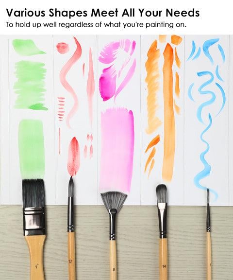 Maliben | Artist Paint Brush Set | 24 Nylon Brushes With 7 Shapes & Palette Knife | Acrylic, Oil & Watercolor