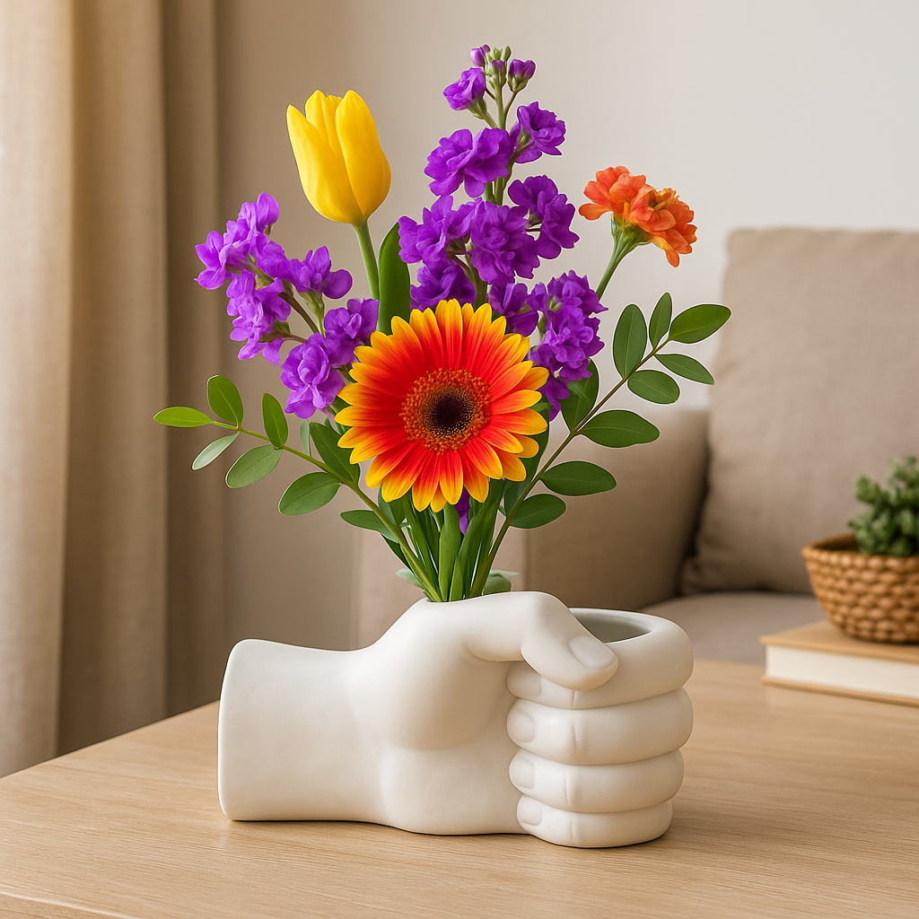 Maliben | Artistic Hand Gesture Ceramic Tabletop Flower Vase