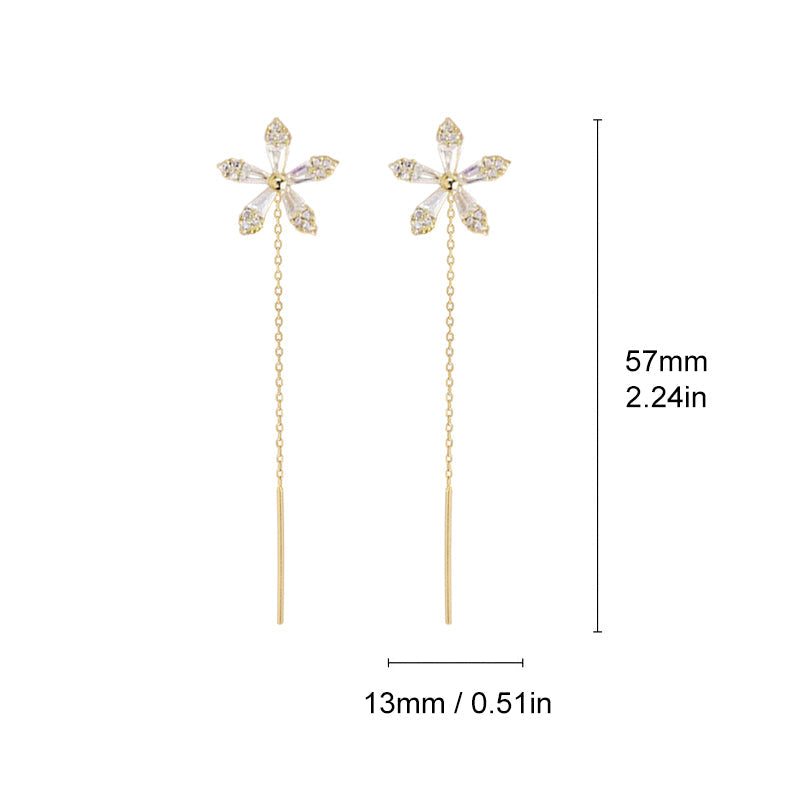 Maliben | Shiny Diamond Flower Earrings