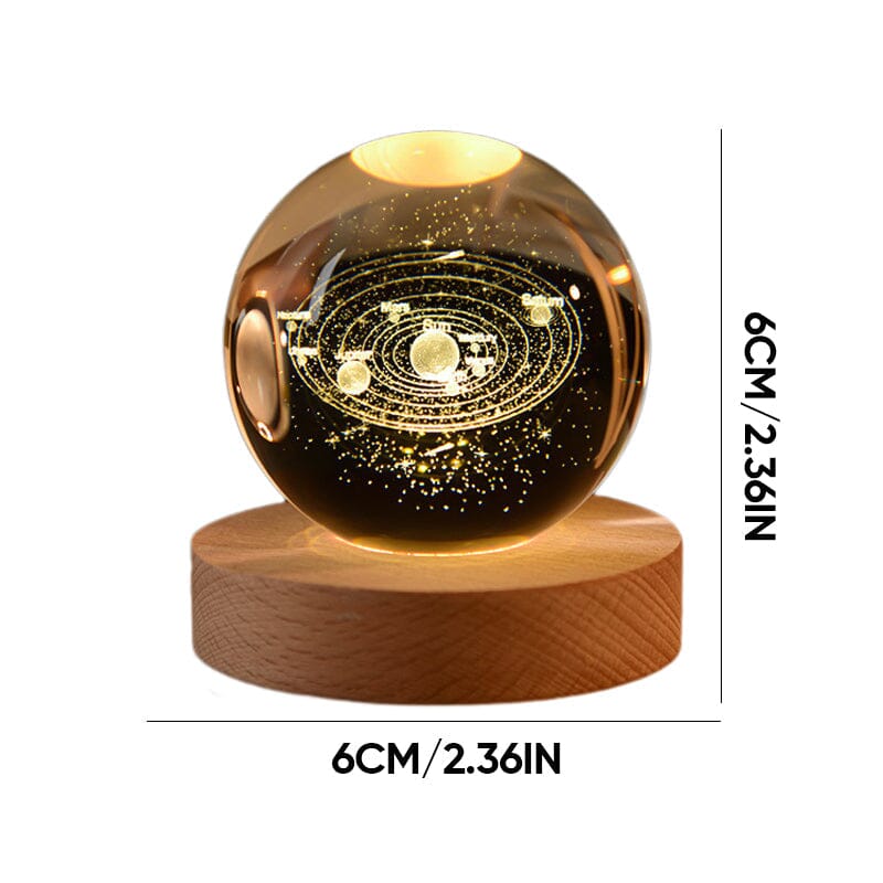 Maliben | 3d Crystal Ball Night Light With Wood Base