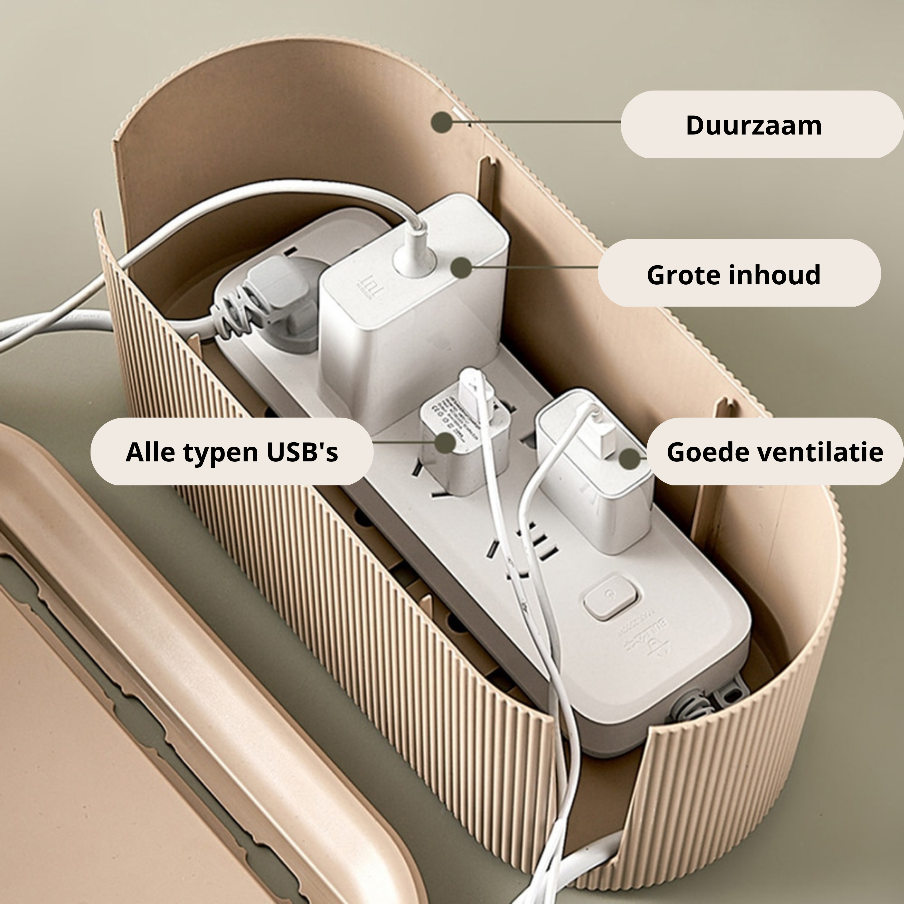 Maliben | Design Storage Box | Organizer For Cables, Adapters, And Power Strips