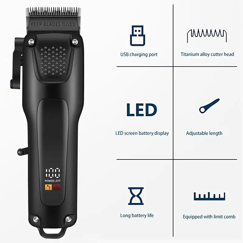 Maliben | Groommaster - 3-Piece Professional Hair And Beard Care Set For Men, Wireless Trimmers With Led Display, Usb Rechargeable
