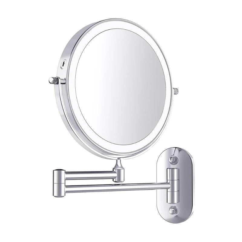 Maliben | Led Magnifying Mirror | Rechargeable | Cosmetics & Bathroom | Chrome Silver
