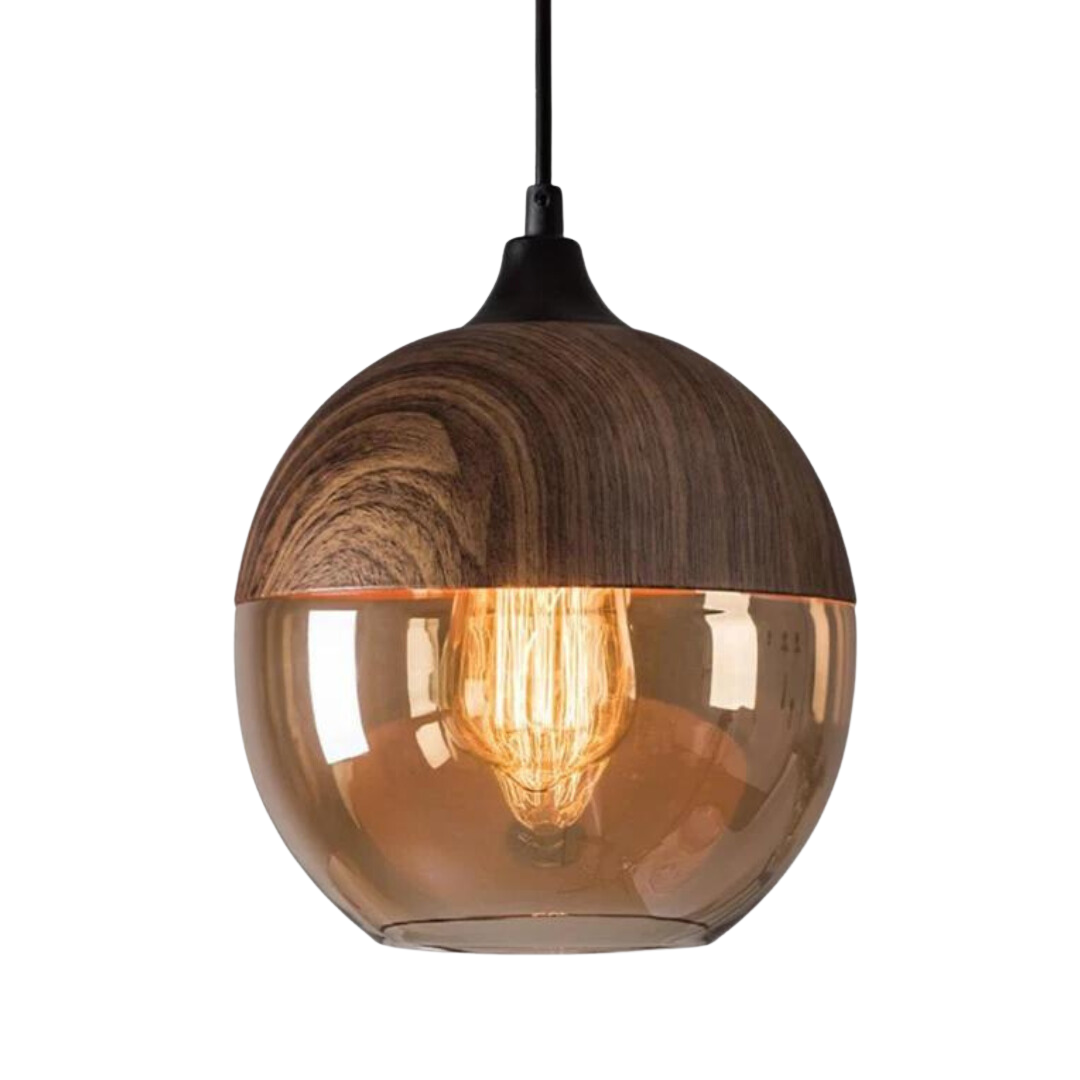 Maliben | ScAndinavian Pendant Lamp Made Of Wood and Tinted Glass