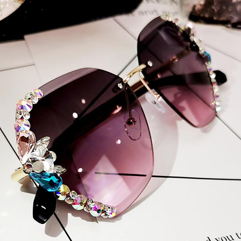 Maliben | 2022 Vintage Fashion Rimless Crystal Sunglasses