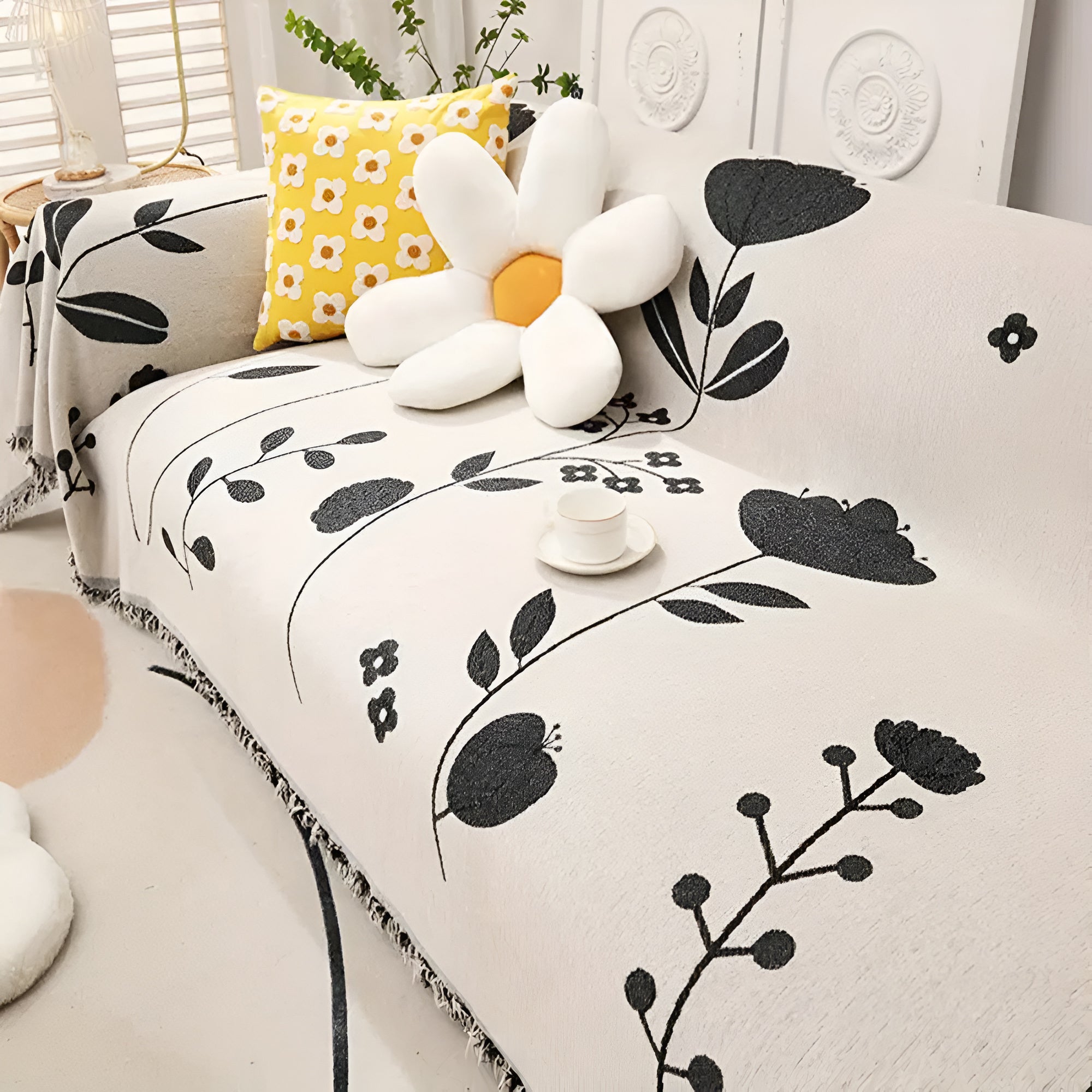 Maliben | Modern Bloom Reversible Sofa Cover