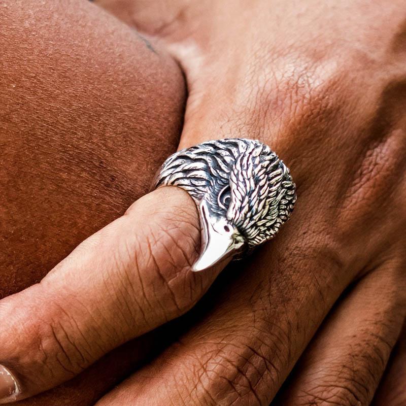 Maliben Men's Eagle Ring — Detailed Statement Biker Ring