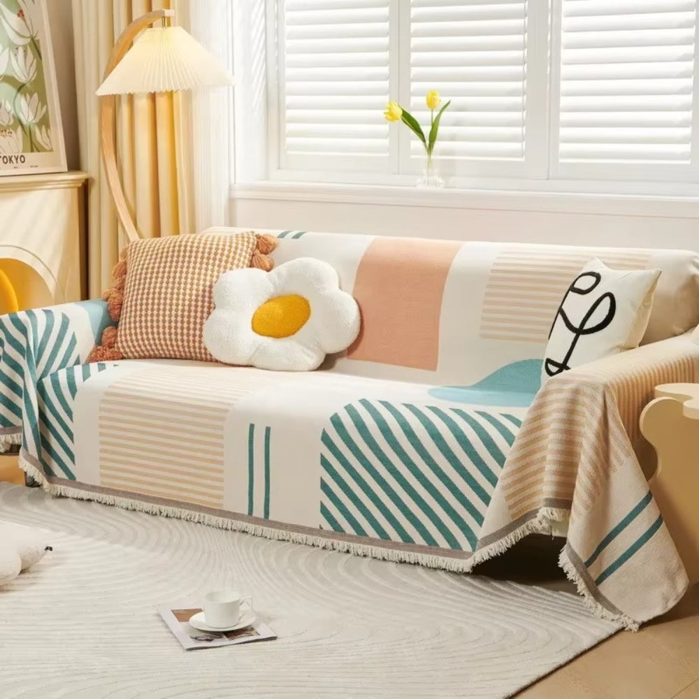 Maliben | Meringue Chenille Geometry Sofa Cover