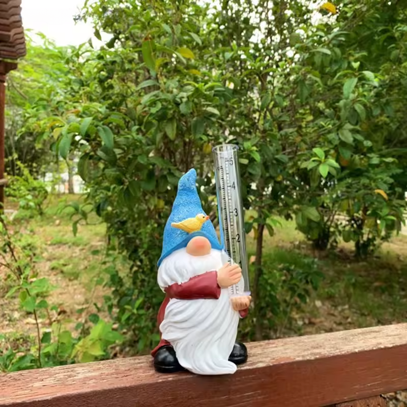 Maliben | Gnome Garden Statue With Resin Rain Gauge
