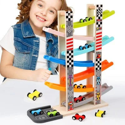 Maliben | Wooden Car Ramp Race Track – Nostalgic Fun For Little Car Fans