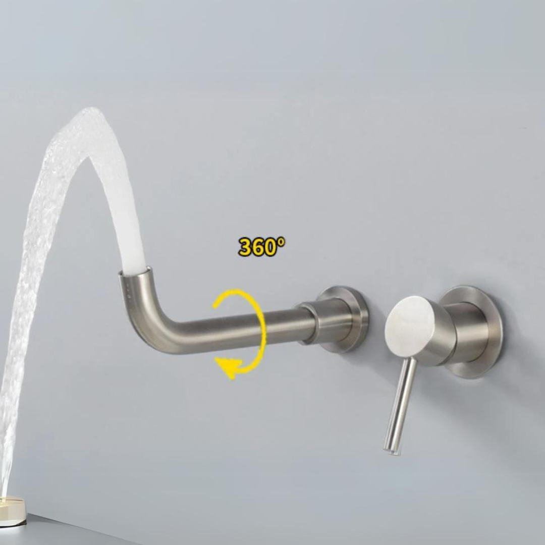 Maliben | Modern Wall-Mounted Basin Tap With Brushed Nickel Finish
