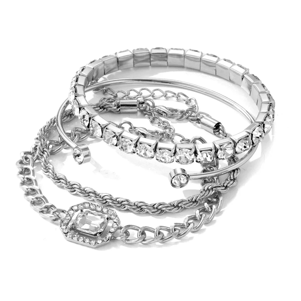 Maliben | 4pcs Diamond Shimmer Bracelet Stack