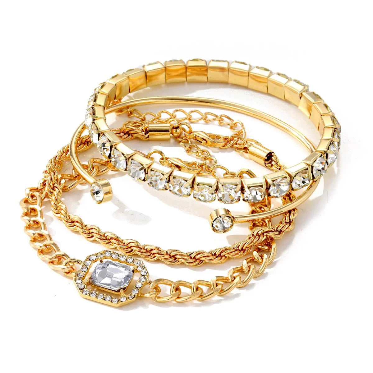 Maliben | 4pcs Diamond Shimmer Bracelet Stack