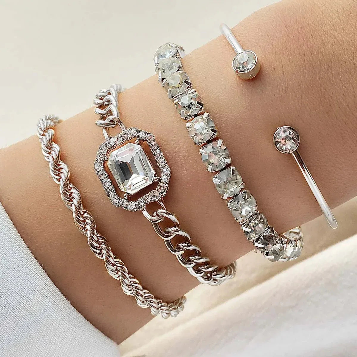 Maliben | 4pcs Diamond Shimmer Bracelet Stack
