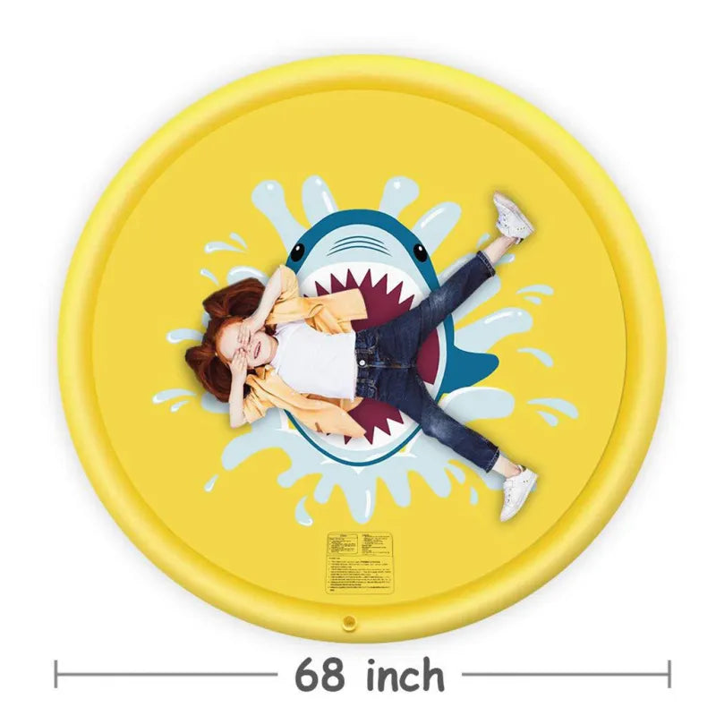 Maliben | Shark Splash Sprinkler Mat For Kids – Inflatable Water Mat