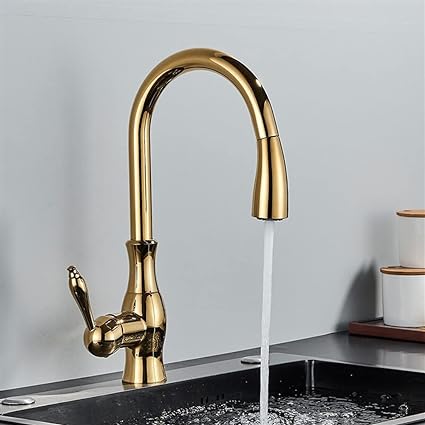 Maliben | Brass Kitchen Faucet Pull Out Mixer Sink Water Tap 360 Rotation Single Handle