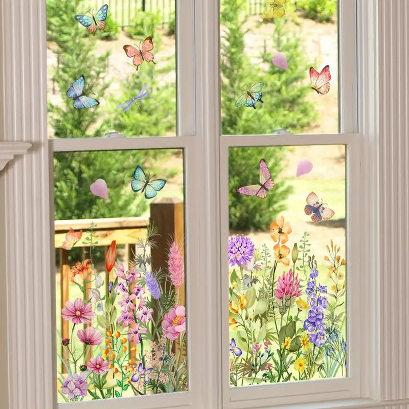 Maliben | 💐 Colorful Floral Bouquet Window Sticker 🖼️ (Removable Without Leaving Marks)