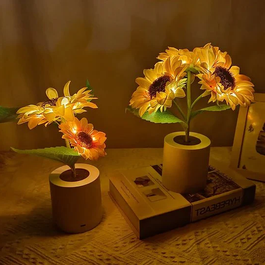 Maliben | Sunflower Lamp Artificial Sunflower In Pot With Led Lights For Valentine's Day, Mother's Day And Birthday Gifts