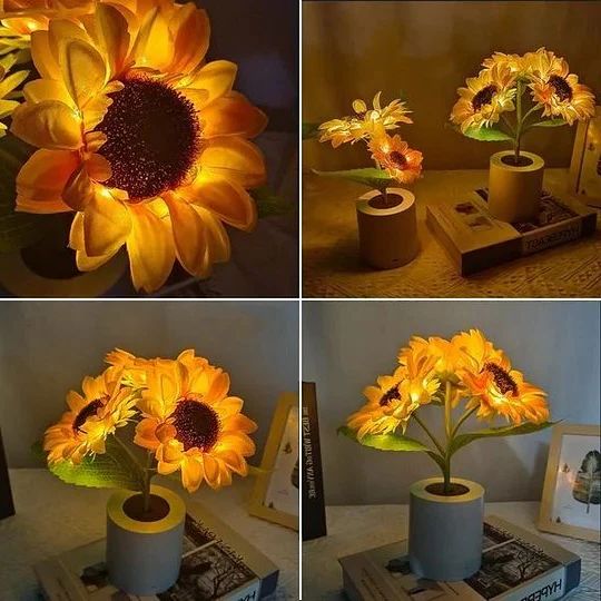 Maliben | Sunflower Lamp Artificial Sunflower In Pot With Led Lights For Valentine's Day, Mother's Day And Birthday Gifts