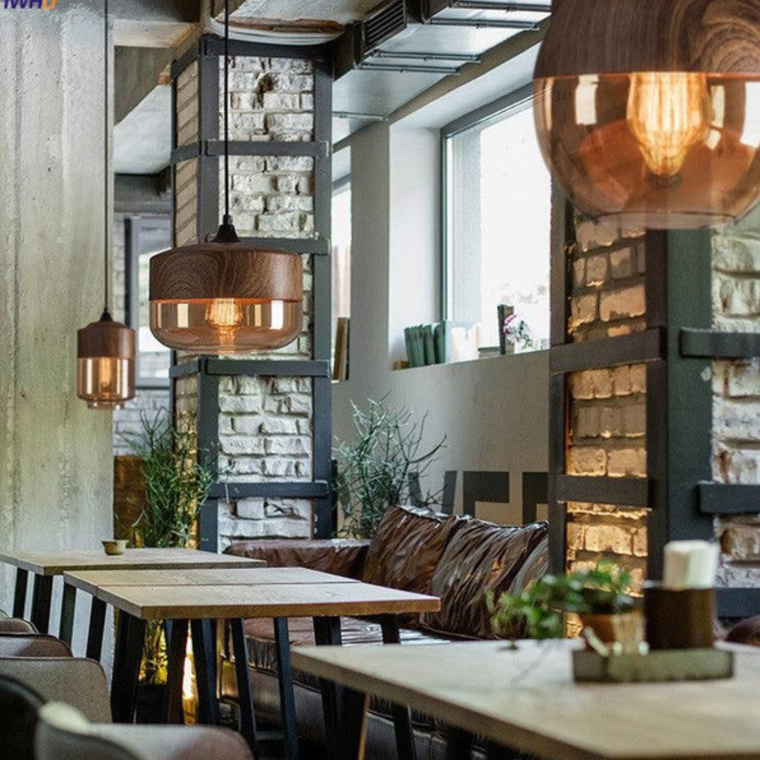 Maliben | ScAndinavian Pendant Lamp Made Of Wood and Tinted Glass