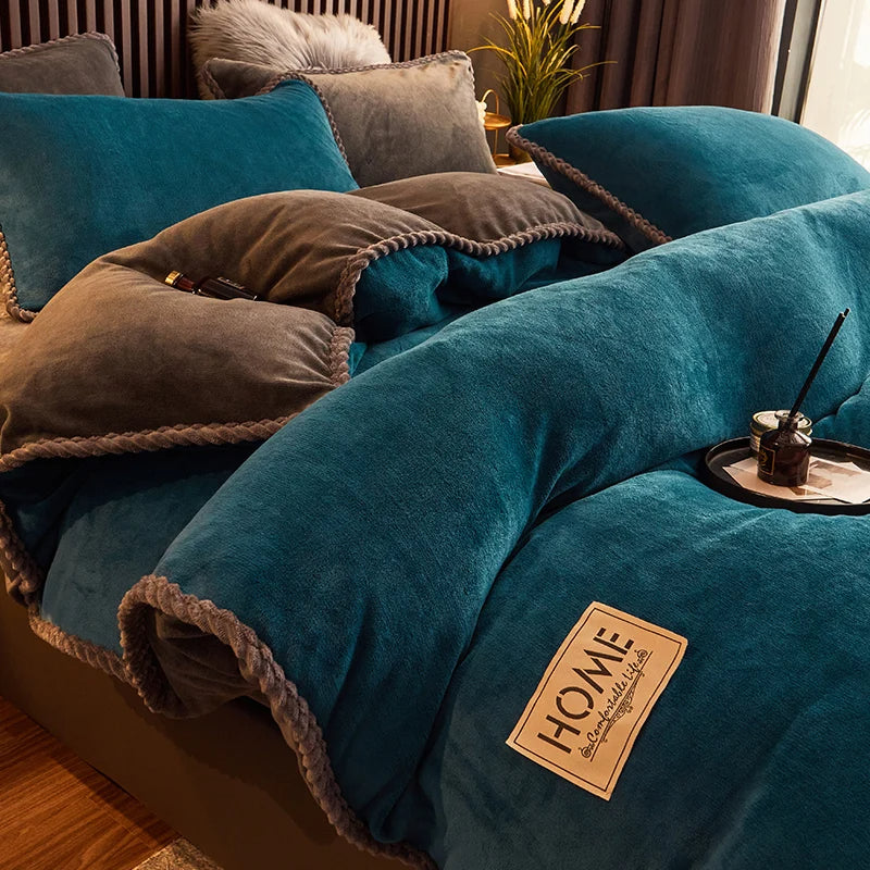 Maliben | Luxury Velvet Fleece Duvet Cover Set - Plushhaven