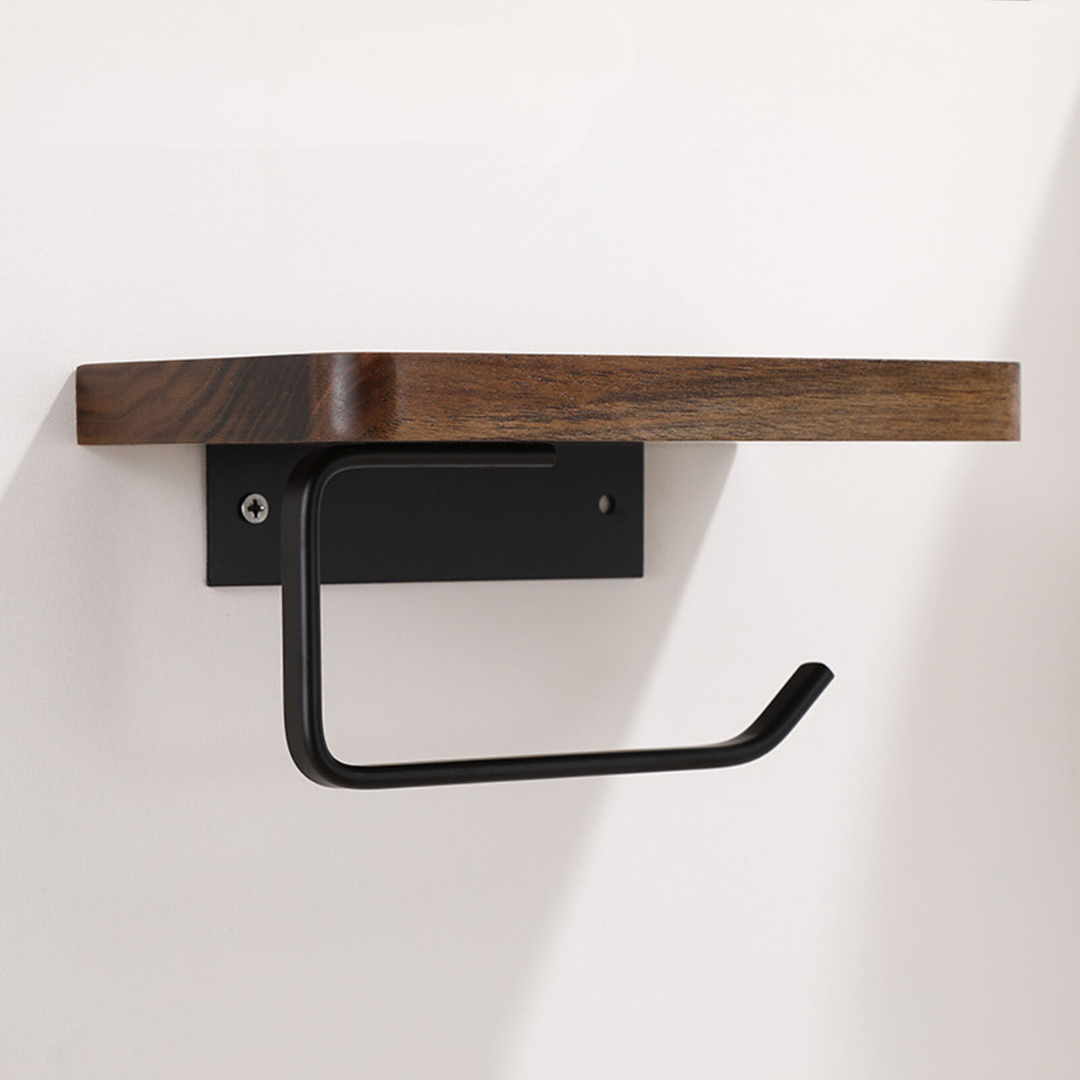 Maliben | Elegant Wall-Mounted Toilet Paper Holder - Made Of Walnut And Stainless Steel