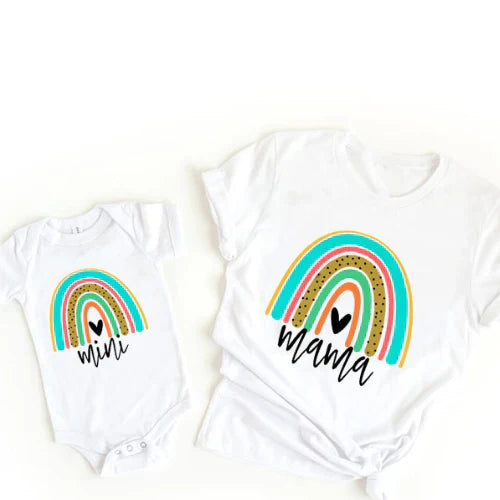 Maliben | Mama & Daughter - MatchIng T-Shirt & Romper in Rainbow Design