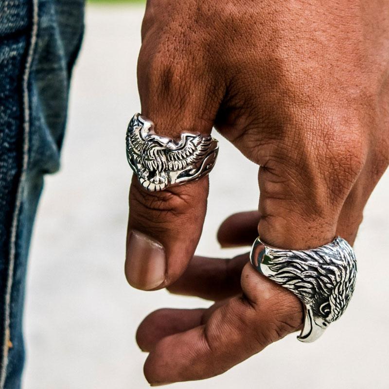 Maliben Men's Eagle Ring — Detailed Statement Biker Ring