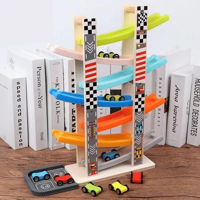 Maliben | Wooden Car Ramp Race Track – Nostalgic Fun For Little Car Fans