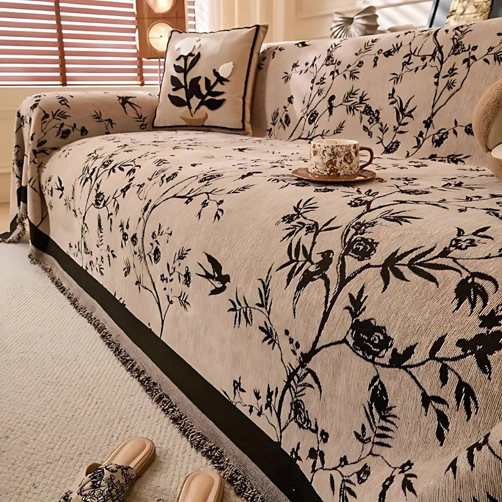 Maliben Ormel Chenille Sofa Cover — Floral, Pet-Friendly
