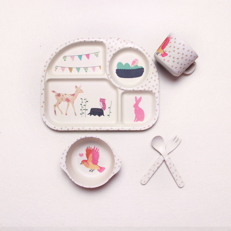 Maliben | Baby Dish Set With Cloud Design – Plate, Bowl, Cup & Cutlery For Children