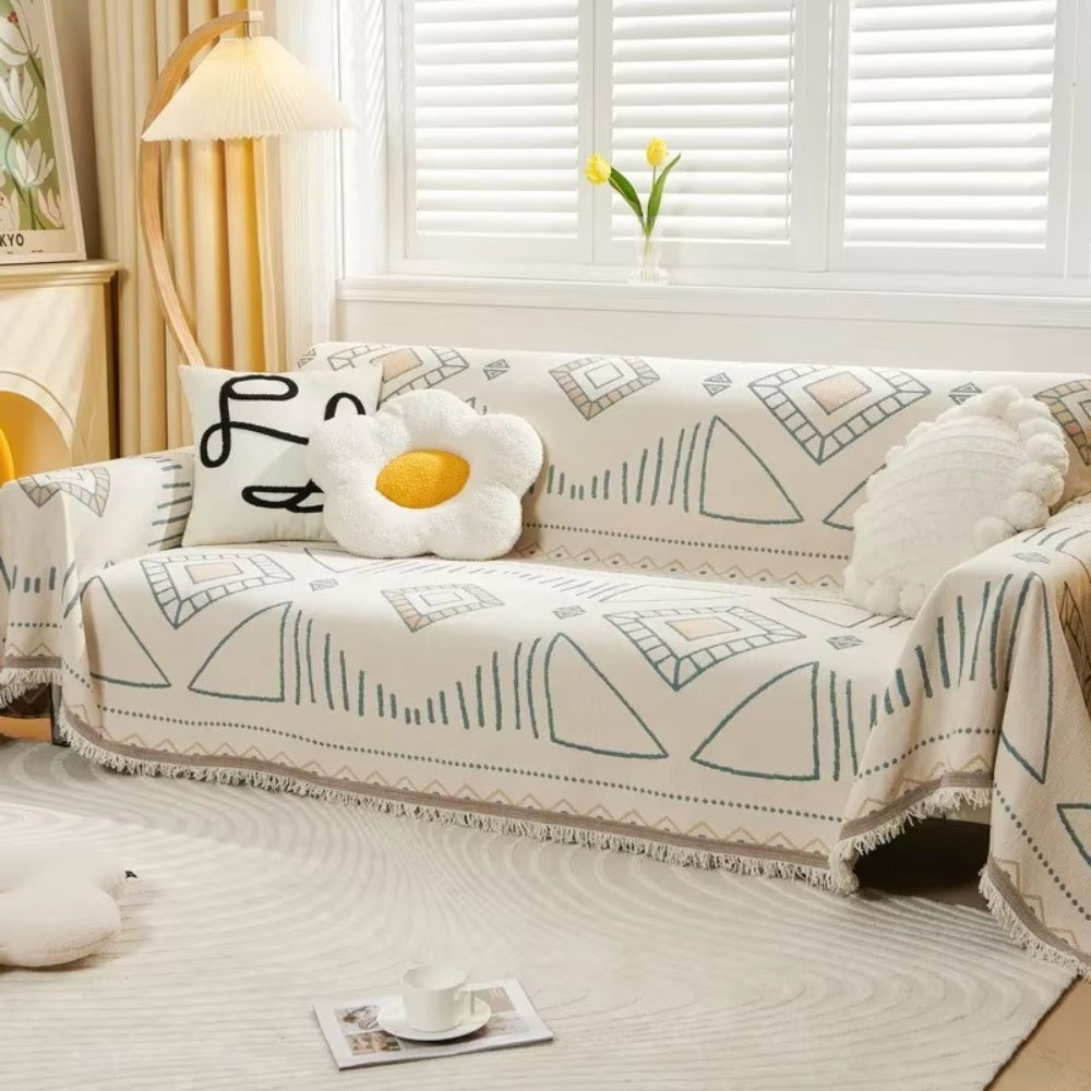 Maliben | Meringue Chenille Geometry Sofa Cover