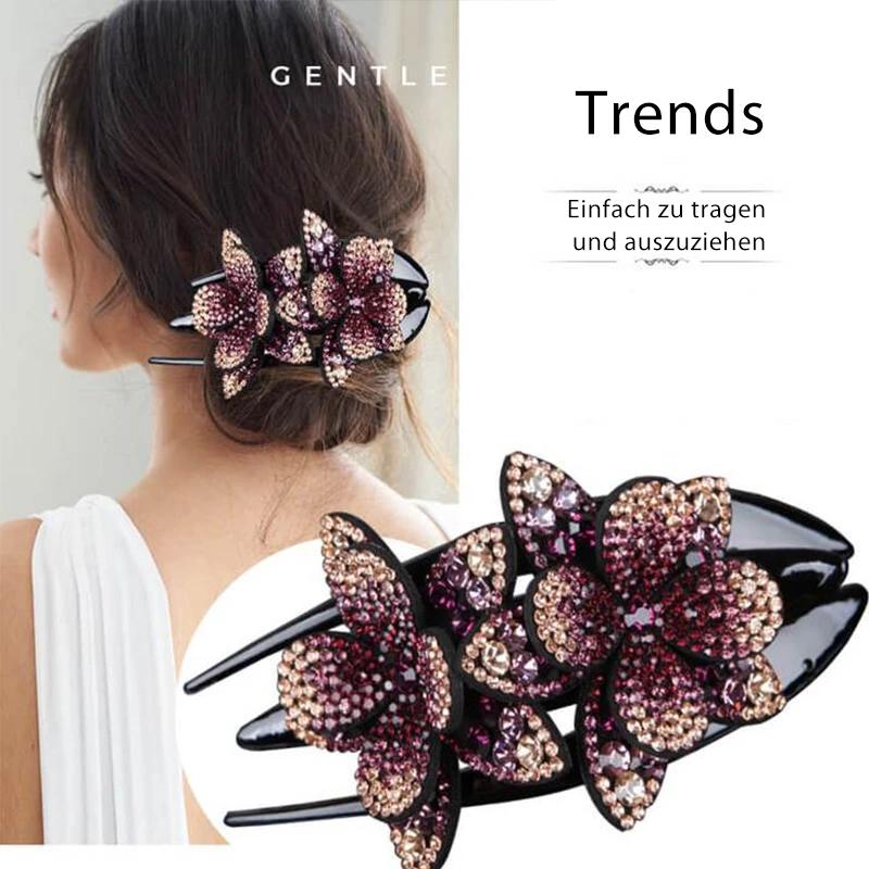 Maliben | Rhinestone Double Flower Hair Clip