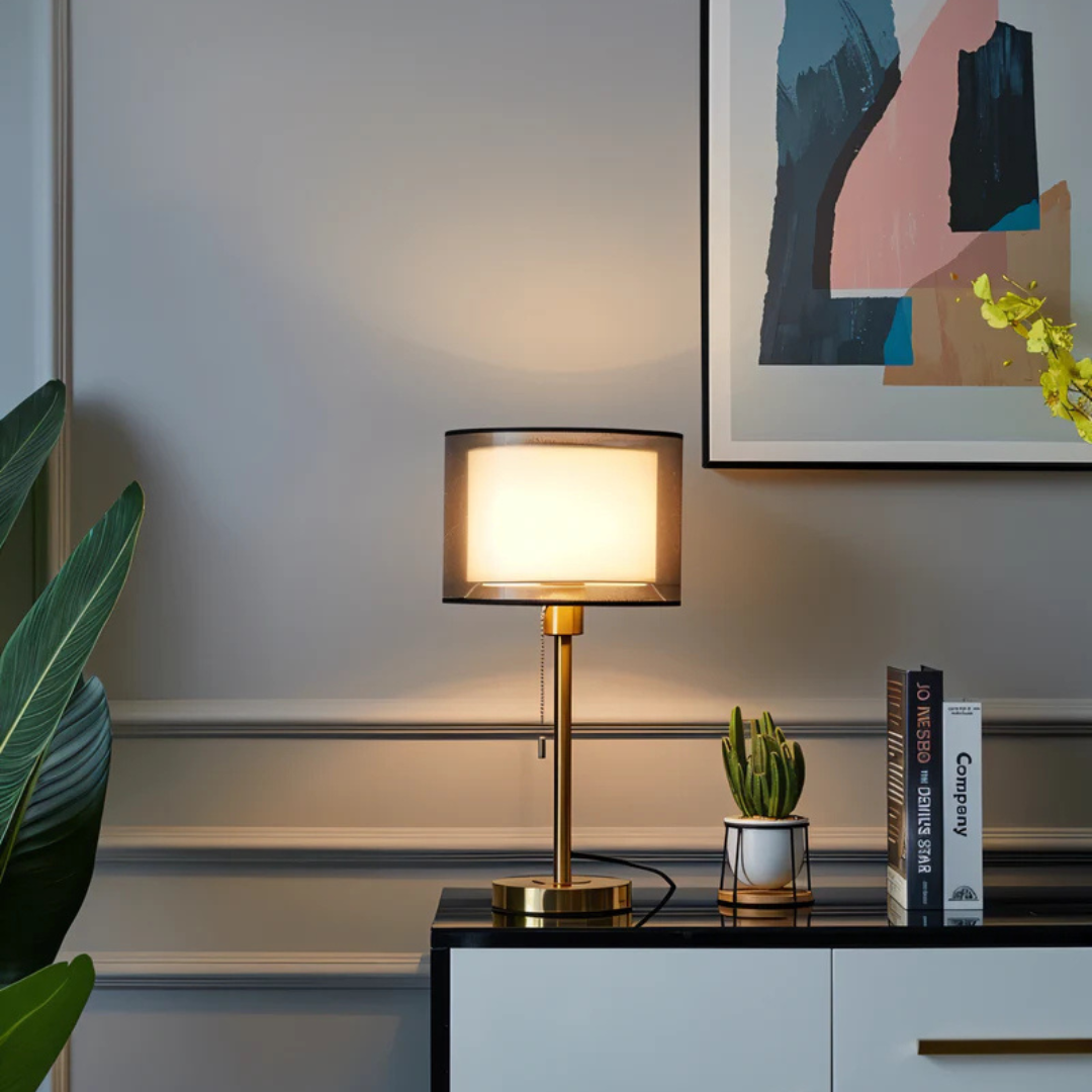 Maliben | Table Lamp With Double Fabric Shade