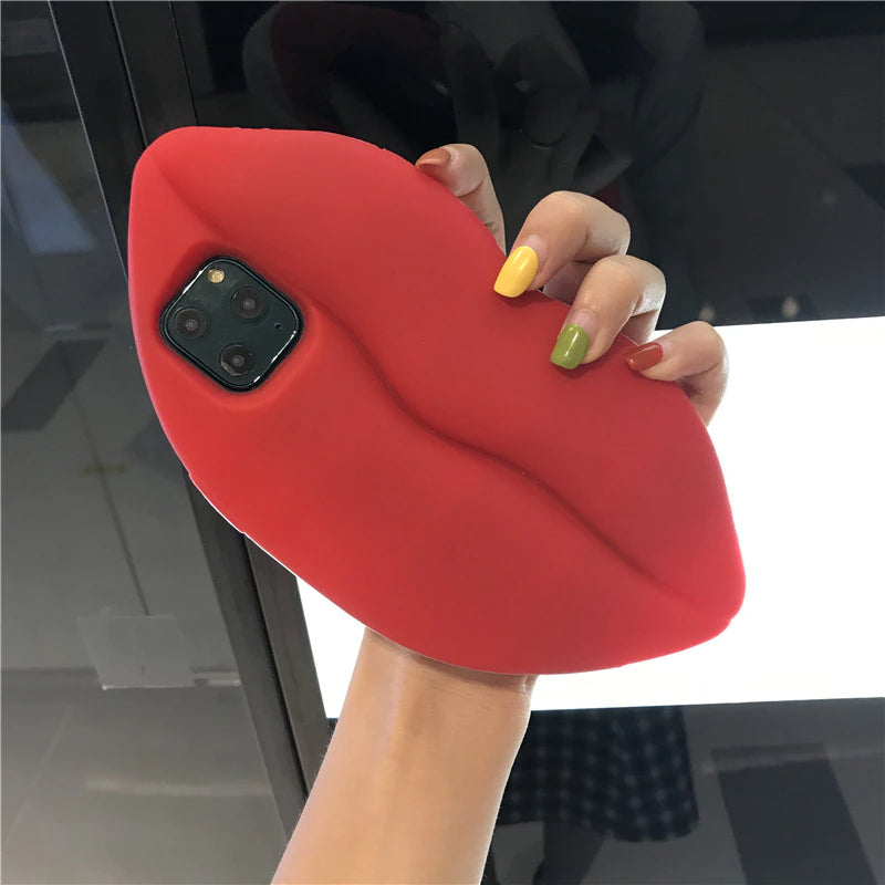 Maliben | 3d Big Red Lip Mouth Kiss Soft Silicone Shoulder Iphone Cases