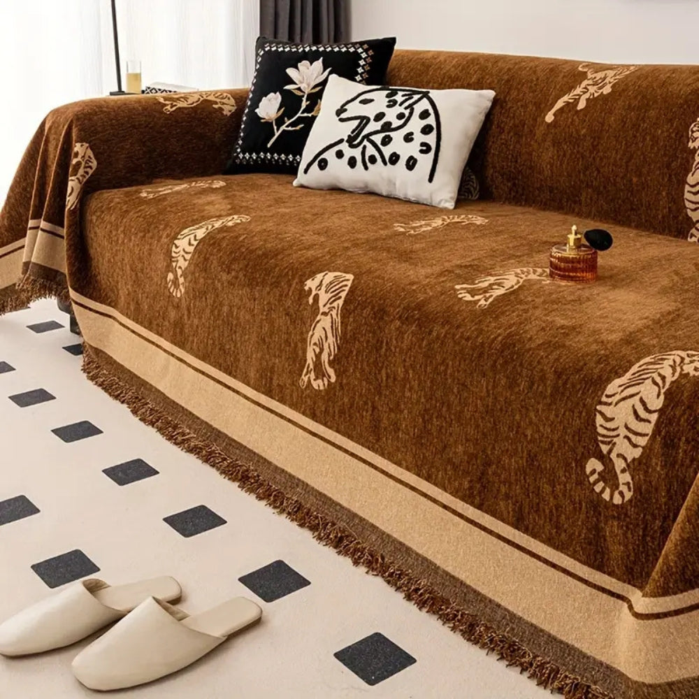 Maliben | Safari Tiger Chenille Sofa Cover