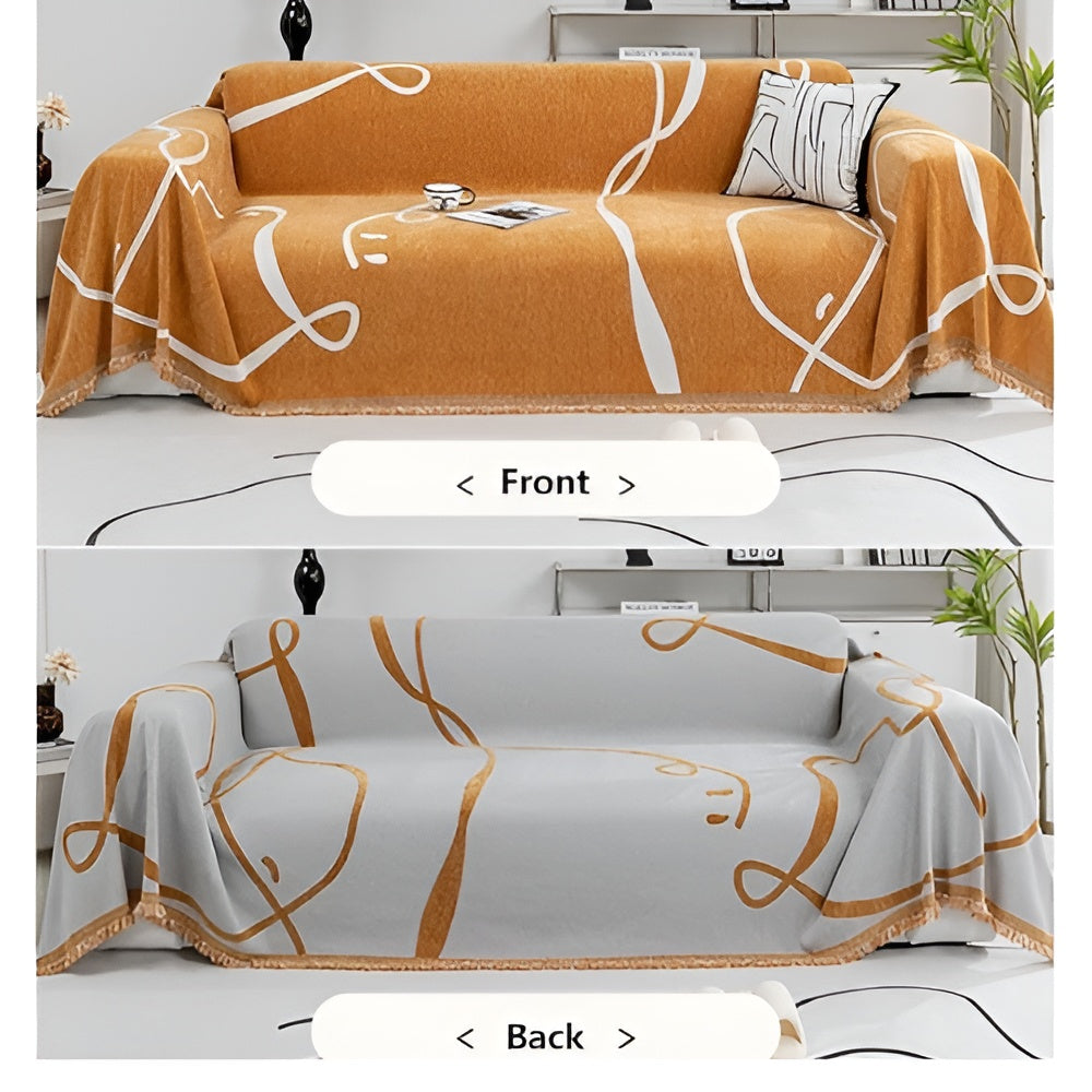 Maliben | Abstract Line Reversible Chenille Sofa Cover