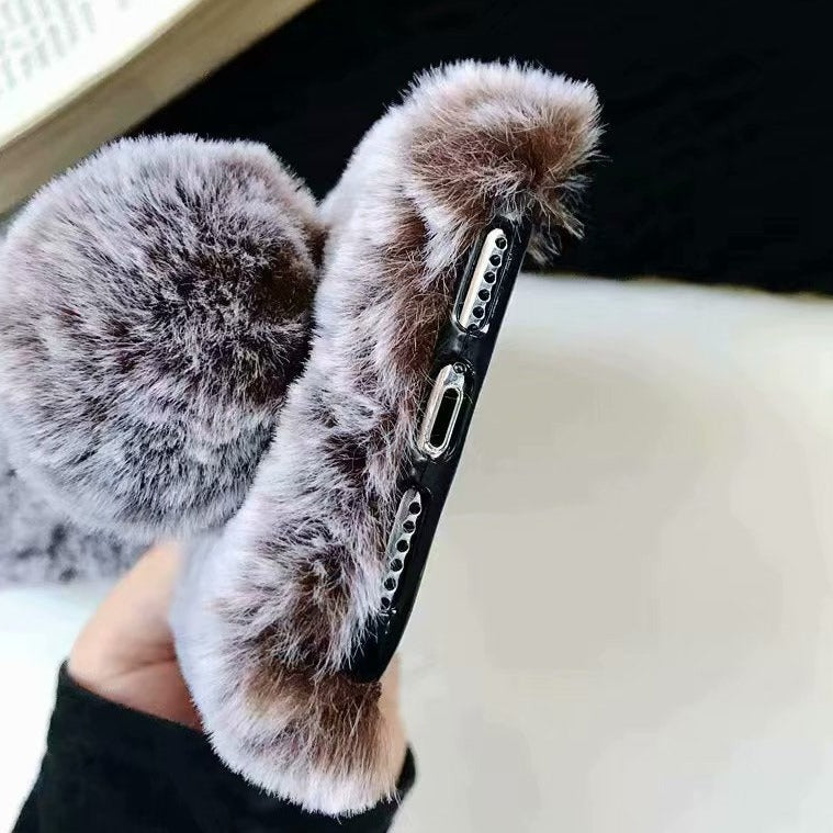 Maliben | Grey Fox Hair Fur Ball Grid Design Iphone Cases