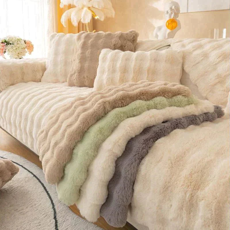Maliben | Thick Rabbit Plush Sofa Cover