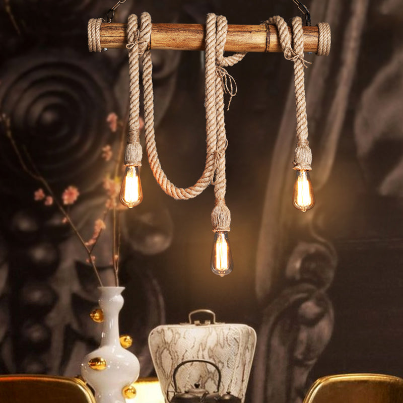 Maliben | Industrial Adjustable Ceiling Lamp Made Of Bamboo With Rope