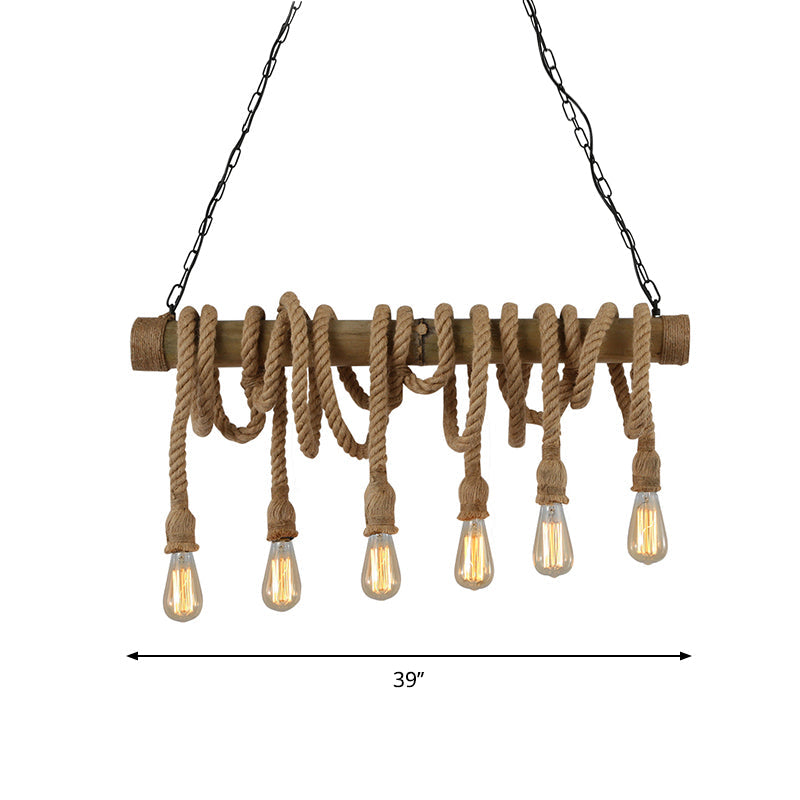 Maliben | Industrial Adjustable Ceiling Lamp Made Of Bamboo With Rope