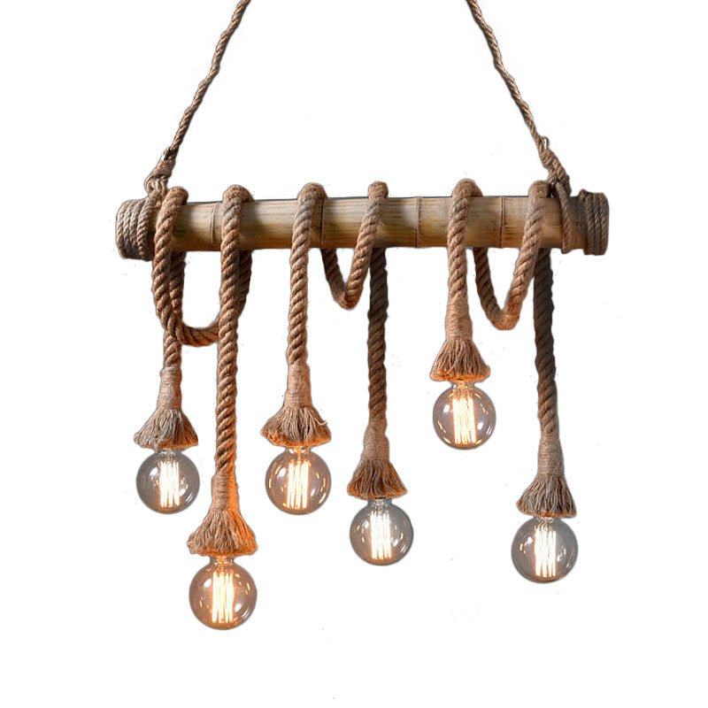 Maliben | Industrial Adjustable Ceiling Lamp Made Of Bamboo With Rope