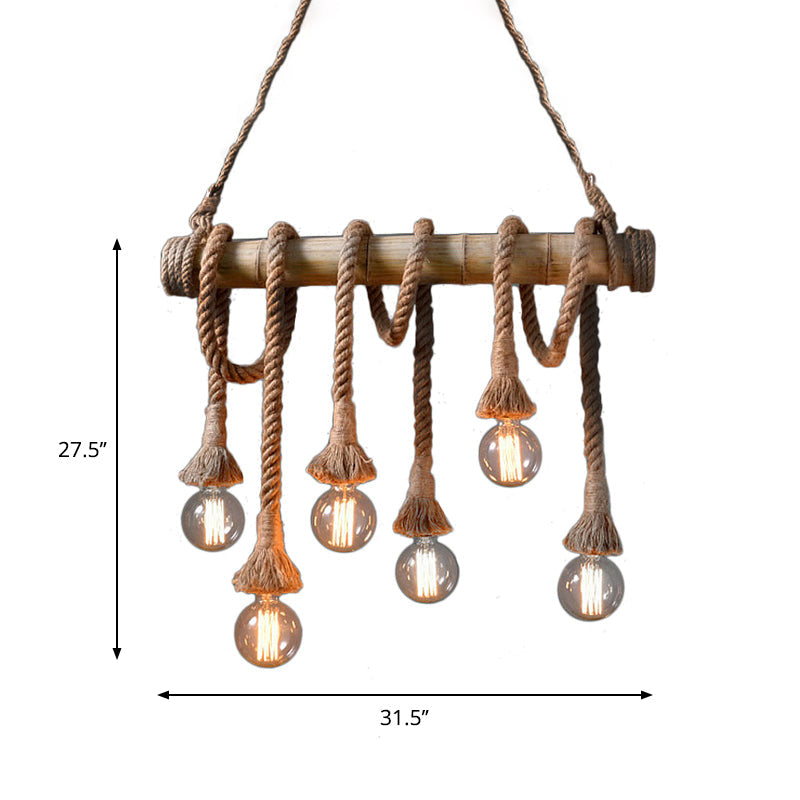 Maliben | Industrial Adjustable Ceiling Lamp Made Of Bamboo With Rope