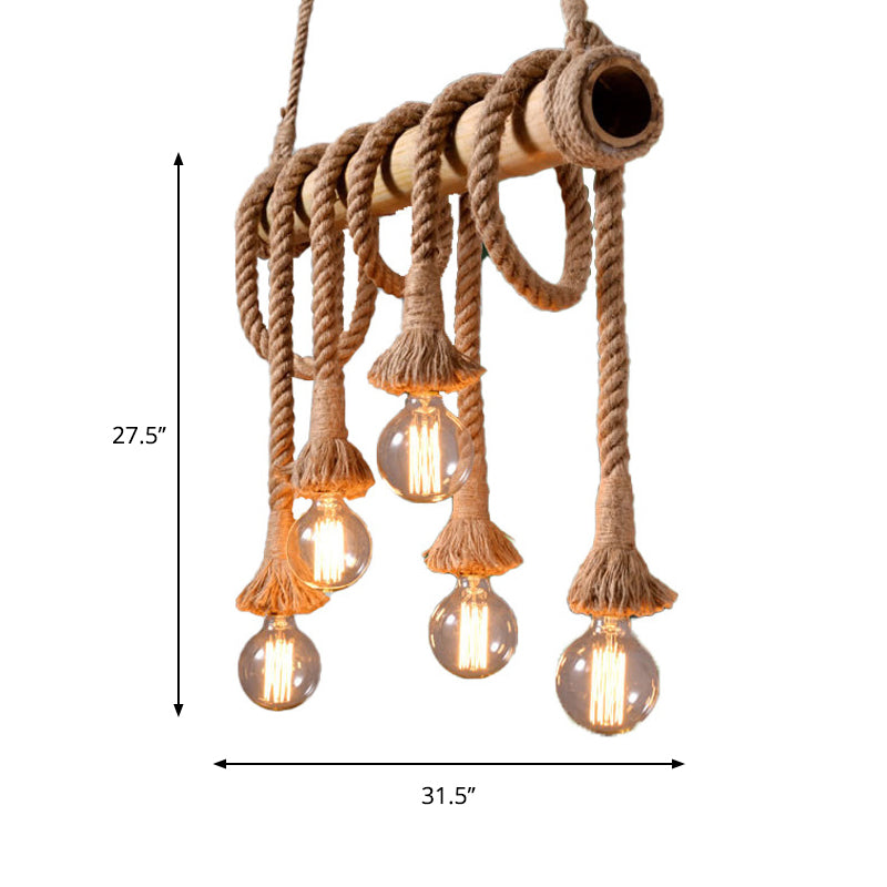 Maliben | Industrial Adjustable Ceiling Lamp Made Of Bamboo With Rope