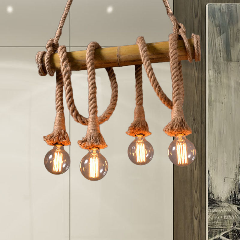 Maliben | Industrial Adjustable Ceiling Lamp Made Of Bamboo With Rope