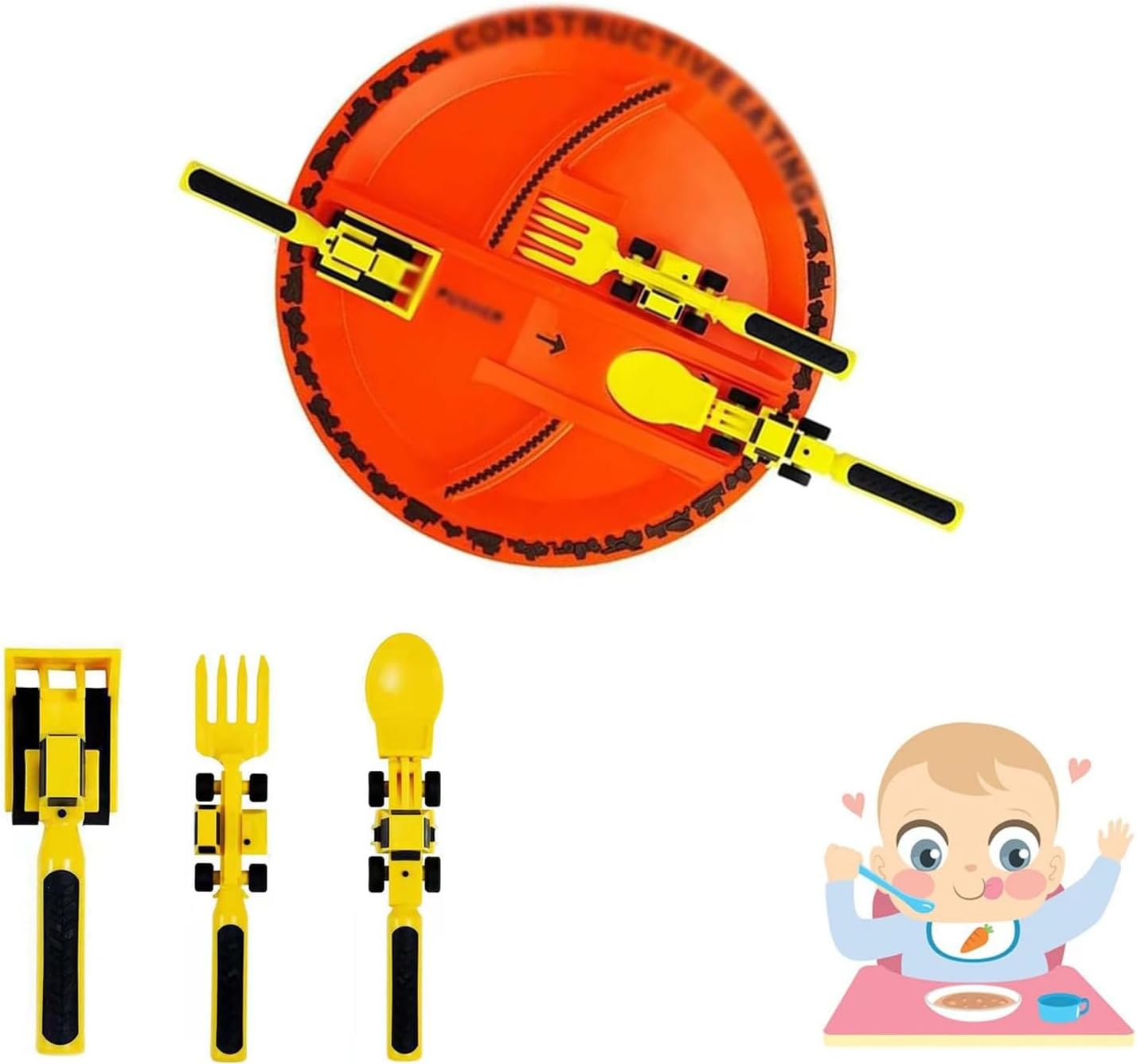 Maliben | Build & Bite | Eating Pleasure For Little Builders - Playful Children's Cutlery Set