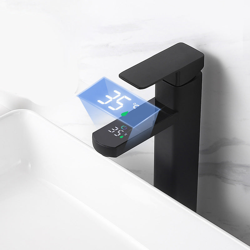 Maliben | Contemporary Sink Faucet Digital Display Monochrome Low Arch Basin Bathroom Sink