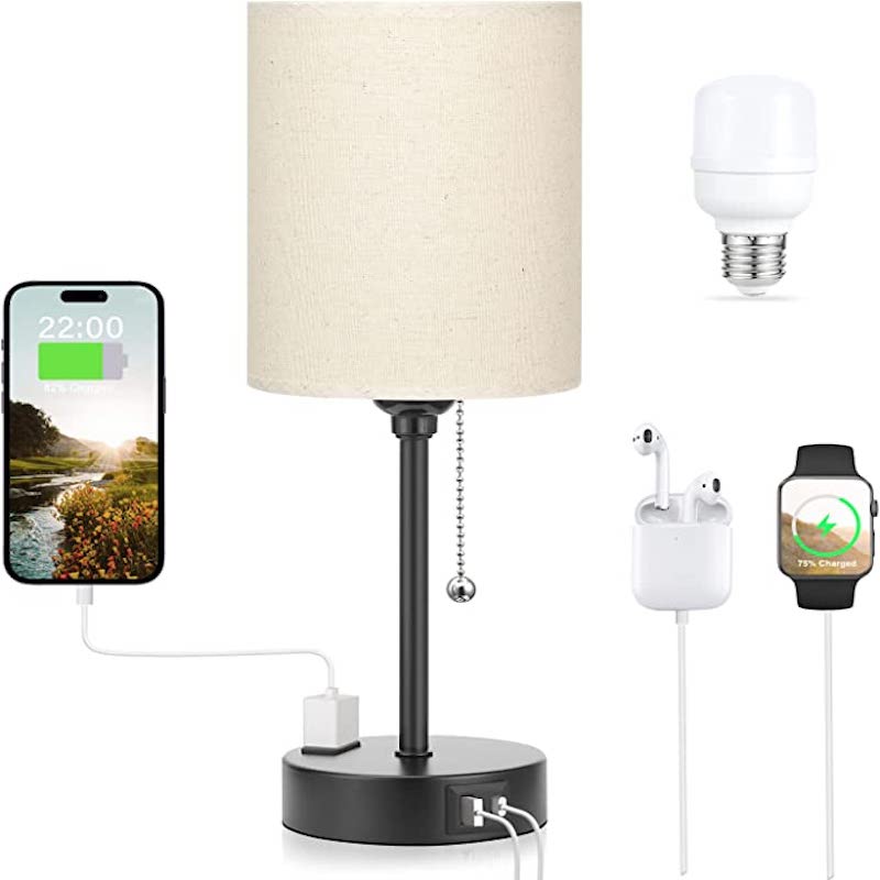 Maliben | Elegant Table Lamp With Smart Charging Options And Three Colors