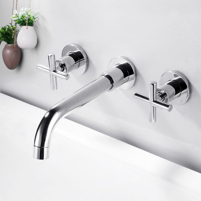 Maliben | 3 Holes Faucet 2 Cross Handle Wall-Mounted Faucet For The Bathroom